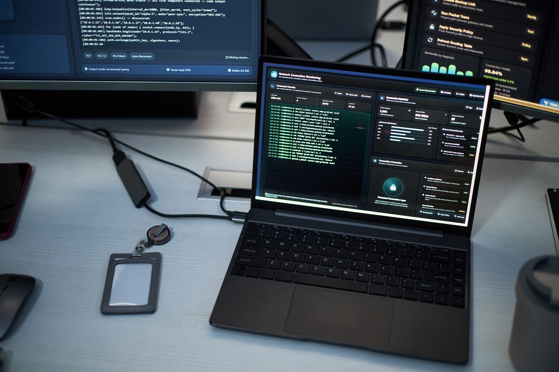 Laptop displaying cybersecurity and IT operations dashboard